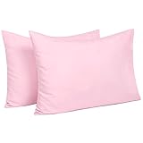 TILLYOU Toddler Travel Pillowcases Set of 2, 14x20- Fits Pillows Sized 12x16, 13x18 or 14x19, 100% Silky Soft Microfiber, Envelope Closure Machine Washable Kids Pillow Cases, Lt Pink