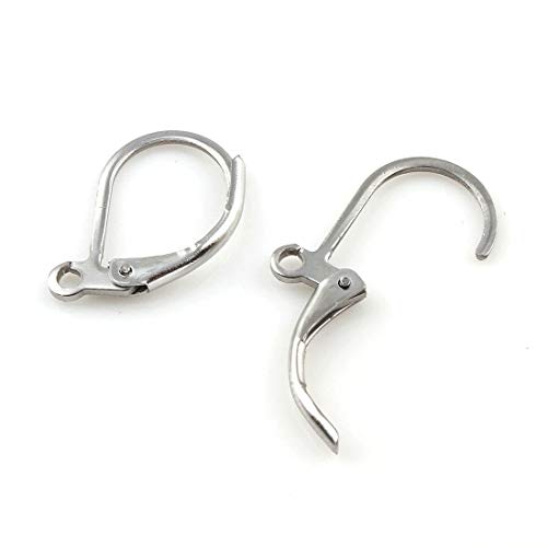 Perlin - 20 stainless steel 304 ear hooks stud earrings folding hook earrings ear closure lever back 16 mm M133 x2 - Image 3