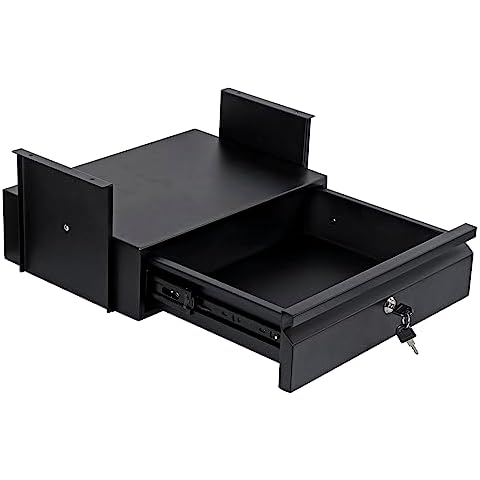 Toriexon Under Desk Drawer 15.7" x 11.8" x 4.3", Under Desk Pull Out Drawer with Lock and Keys, 4.3” & 7.5” Optional Bracket Height, Storage Organizer for Workbench with Drawers Cover