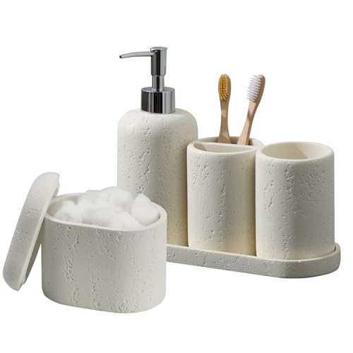 Haocoott Bathroom Accessories Set, 5PCS Modern Bathroom Accessory Set with Soap Dispenser, Mouthwash...