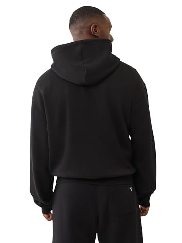 True Religion Men's Knit Panel TR Cinched Hoodie – Pullover Hooded Sweatshirt4