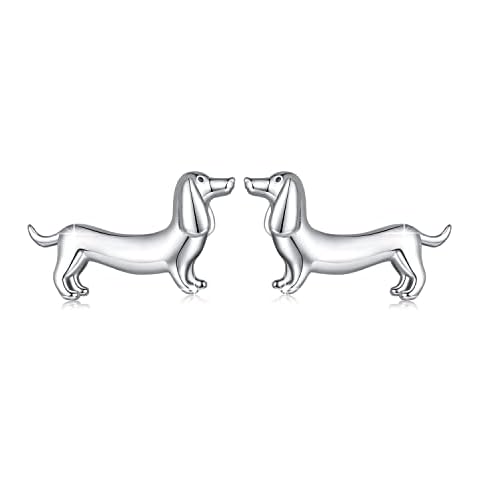 MUNDELL 925 Sterling Silver Cute Dachshund Stud Earrings Puppy Dog Earrings for Women Animal Hypoallergenic Earrings Fine Jewelry Cover