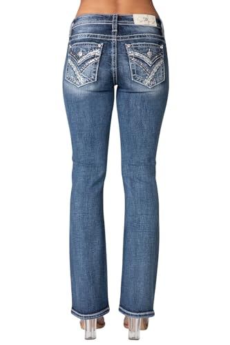Miss Me Women's Winter Lace Faux Flap Pocket Mid-Rise Bootcut Jeans