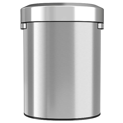 Image of iTouchless 18 Gallon Stainless Steel Semi-Round Open Top Trash Can and Recycle Bin, 68 Liter, Slim and Space-Saving Design for Home, Office, Kitchen, Restaurant, Restroom, Large Capacity