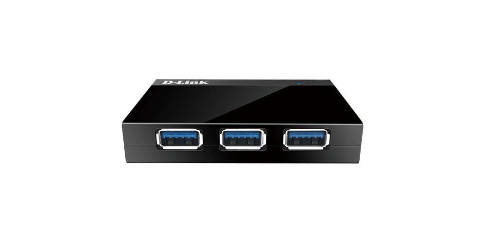 D-Link DUB-1340 Hub con 4 Porte USB 3.0, Velocità di Trasferimento fino a 4.8 Gbps, Design Moderno, Nero