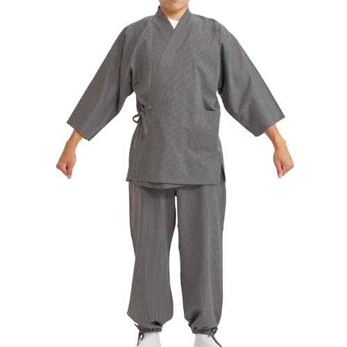 Edoten Men's Japan Kimono quilted clothes Sasiko Samue GY M