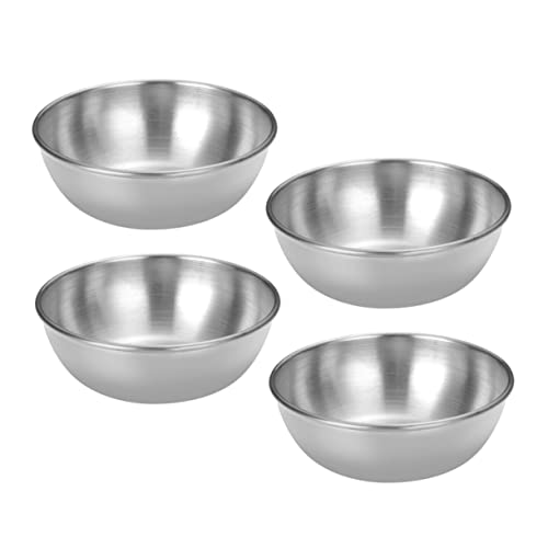 ABOOFAN 4pcs Stainless Steel Condiment Dishes for Sauces and Spices for Dipping Seasoning and Table Decoration for Home Restaurants and Parties
