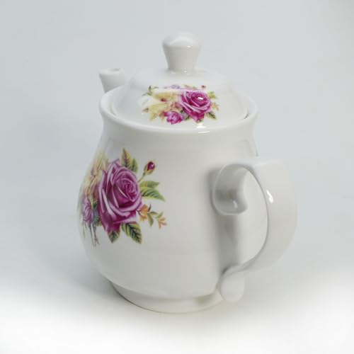 Image of Porcelain Teapot, Ceramic White Teapot With Floral Coffee Tea Water Pot Vintage Ceramic Kettle (28oz)
