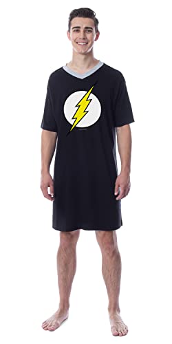 INTIMO DC Comics Mens' The Flash Logo Symbol Nightgown Sleep Pajama Shirt