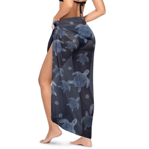 Sarong Womens Semi-Sheer Swimwear Cover Ups Enough Coverage Tie Knot Short Skirt Bikini As a Dress2