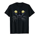 Black Cat Shirt Yellow Eyes Kitty Kitten Cat Face T-Shirt