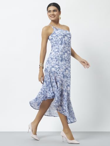 Image of Trend Arrest.ed Women's Floral One-Shoulder Cocktail Dress | Asymmetrical Hem with Lining | Adjustable & Removable Pads | Elegant Fit for Party, Wedding & Special Occasions