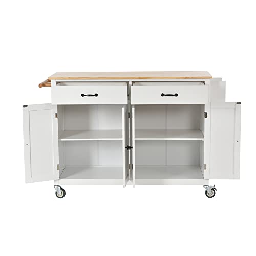 Lumisol Kitchen Cart With Wood Top, Rolling Mobile Storage Island Carts With Spice Rack, Towel Rack And Drawers (White) #TOP3