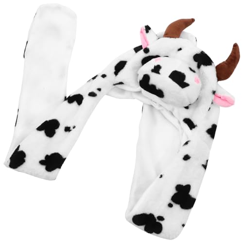 SUPVOX Cute Plush Animal Hat Protective Ear Warmer Winter Windproof Beanie Washable Cow Shape Holiday