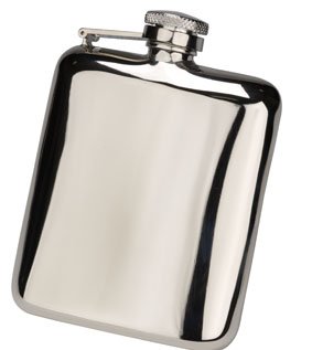 Pinder Bros Ltd Stainless Steel Cushion Hip Flask 6oz (Silver)
