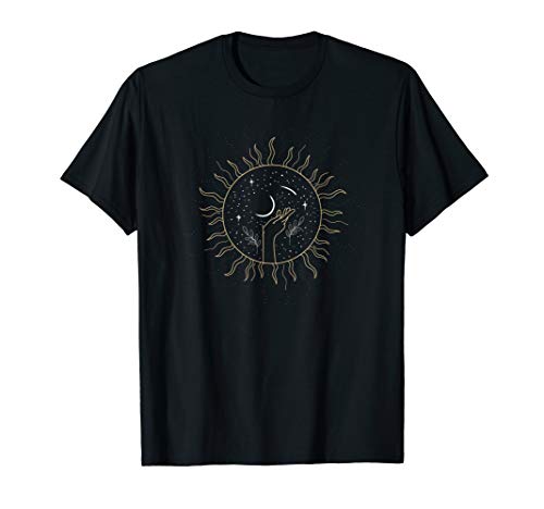 Sun Moon Hand Stars Cool Lunar Cresent Stargazer Gift T-Shirt