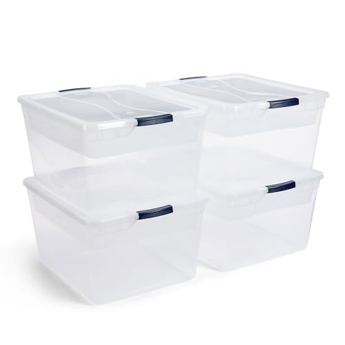 Rubbermaid Cleverstore 74 Qt Clear Storage Bins with Latching Lids (4-Pack)