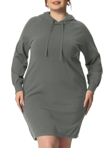 Image of Agnes Orinda Plus Size Hoodie Sweater Dress for Women Long Sleeve Pullover Fall Mini Bodycon Sweatshirt Dresses