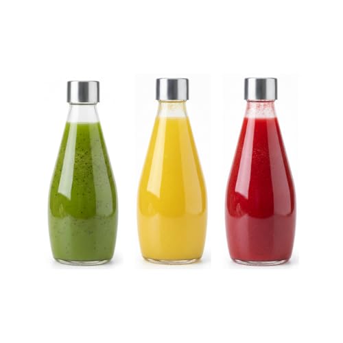 Image of Glassbunny 250ml Transparent Glass Bottle with Stainless Steel Lid & Anti-Slip Bottom, Leak-Proof, Reusable for Home, Office, Gym & Travel Pack of 3