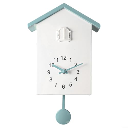 Cuckoo Clock Voices, Battery Operated, Minimalist Cuckoo Clocks For Wall, Modern Cuckoo Clock, Cuckoo Clock With Chimer, Cuckoo Clock Bird House Battery Powered Cuckoo Wall Clock(White+Grey)