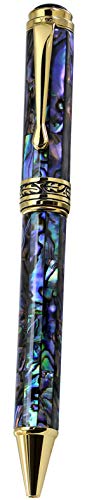 Xezo Handmade Natural Paua Sea Shell Abalone Ballpoint Pen, 18K Gold Plated. Diameter 12 Mm, Length 145 Mm; Weight 46 G/1.6 Oz. (Maestro Seashell B). No Two Pens Alike #TOP3
