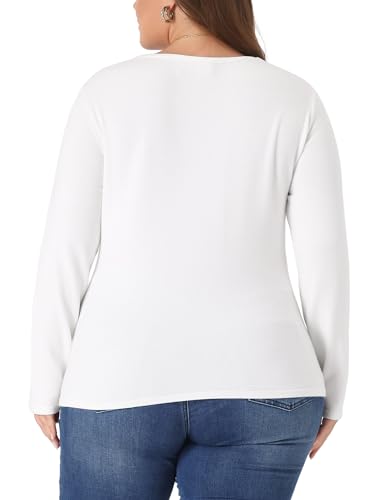 Image of Agnes Orinda Plus Size Knit Tops for Women Wrap V Neck Criss Cross Long Sleeve Asymmetrical Sweater