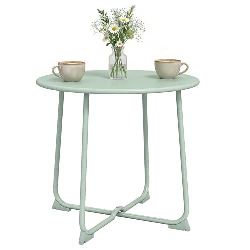 Outsunny Table Basse extérieure pour 2 Personnes, Table de Jardin Ronde Base en X, Structure en métal, pour Balcon, Patio, terrasse, Ø 50 x 45,5 cm, Vert...