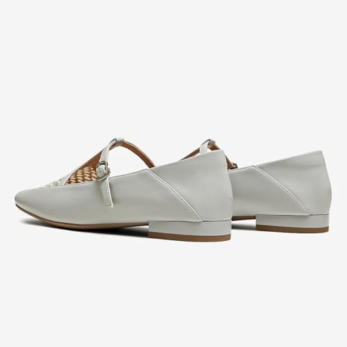 YDN Womens's Chic Closed Square Toe Mary Jane Flats Comfortable Low Chunky Block Buckled T-Strap Dress Shoes for Work Office Party Size 4-16 US3