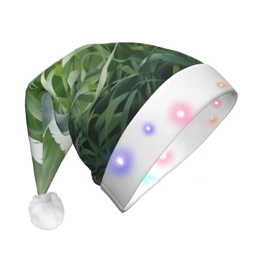 Bkdogkt Sombrero de Navidad con luces para hombre y mujer, con estampado de hierba y paloma, suministros de fiesta