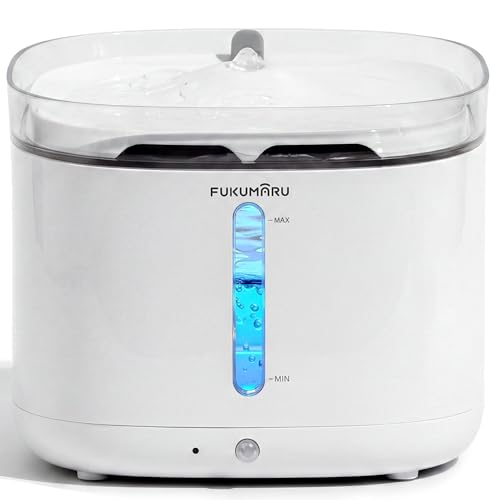 FUKUMARU 2L Trinkbrunnen für Katze Kabellos, Katzenbrunnen Kabellos mit Bewegungsmelder, Batteriebetrieben Katzentrinkbrunnen,...