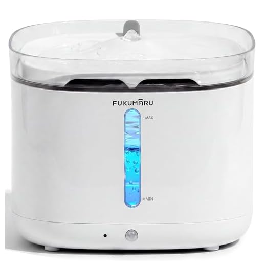 FUKUMARU 2L Trinkbrunnen für Katze Kabellos, Katzenbrunnen Kabellos mit Bewegungsmelder, Batteriebetrieben Katzentrinkbrunnen, 5000mAh, Leise Wasserpumpe, Wasser-Energie-Trennung, weiß