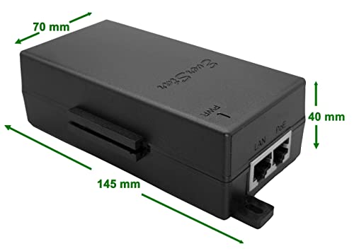 Inyector PoE+ EverStar de 2 modelos: 12/24V CC para energía solar, iPoE-35W56GDW-at Gigabit 56V 802.3at compatible PoE+ 35W e iPoE-24W48DW 100 Mbps 48V CC PoE 24W, Negro miniatura 4