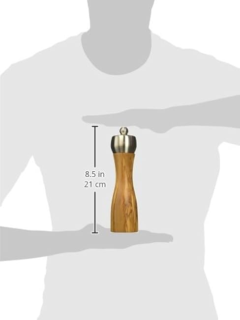 Peugeot - Fidji Manual Pepper Mill - Adjustable Grinder - Olive Wood and Stainless Steel, Natural, 8 Inch
