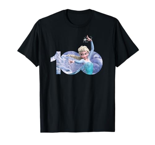 T-shirt Frozen Elsa Disney 100 Ans pour Enfant en Coton Bleu