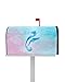 Magnetic Mailbox Cover Mermaid Dolphin Silhouette Dreamy Blue Watercolor Standard Size Removable Post Letter Box Cover Waterproof Garden Yard Outdoor Decoration