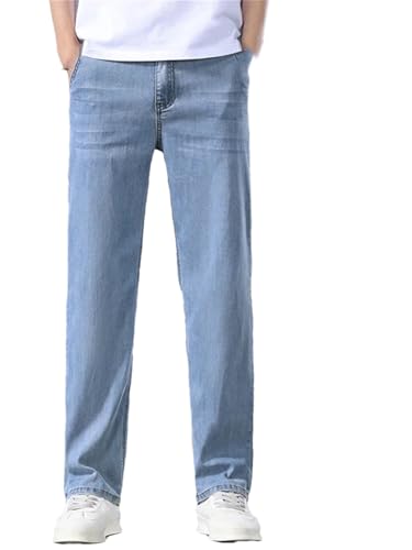 Men's Business Jeans Thin Casual Straight Loose Pants Multi-Pocket Jeans