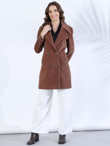 Image of PLAGG Women's Notched Lapel Long Overcoat