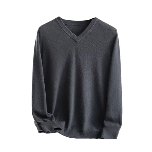Men's V-Neck Sweaters Pullover Cashmere Sweater Casual Long Sleeve Officeblouse Knitted Tops Elephant ash XL