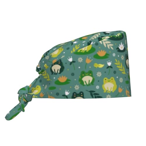 Image of Working Cap Scrub Cap with Sweatband Adjustable Unisex Women Tie Back Hat Nurse Surgical Caps