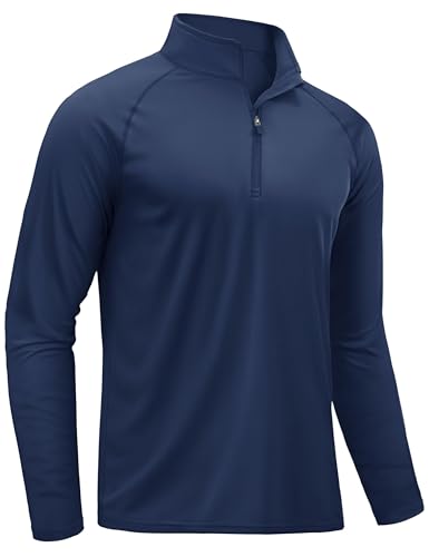 TACVASEN Homme 1/4 Zip Tops de Course - Sweat de sport respirant à manches longues