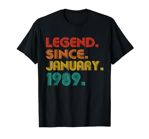 Legend Since January 1989 Men Women Birthday 1989 Vintage Maglietta