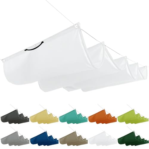 Tenda parasole retrattile 1.5x4m, vela a onda regolabile e arrotolabile. Impermeabile con occhielli e corda di fissaggio, ideale per terrazze, cortili, verande e gazebo Bianco