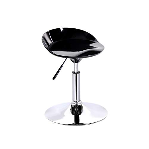 Taburete ajustable con respaldo y ruedas para barra de cocina, color negro (36 52 cm)
