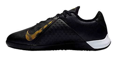 Nike Junior Phantom Vision Academy IC Soccer Shoes (4.5Y US, Black/Metallic Vivid Gold)
