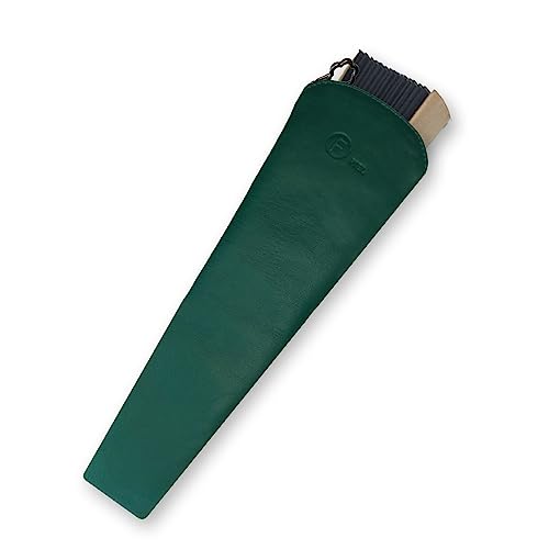 FIONCCI Funda de Abanico Piel autentica, Protector Porta Abanico, artesanía realizada a Mano, Protege y alarga la Vida de tu Abanico. (Verde)