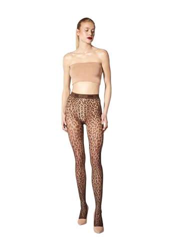 Wolford Leo Lace Tights for Women Sheer Mat Finish Hosiery with Elastic Waistband Animal Print Pantyhose Sustainable Dye