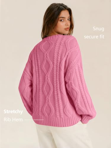Image of Trendy Queen Women's Oversized Cable Knit Sweaters 2026 Fall Outfits | Quiet Luxury Style, Chunky Knit Texture, Winter Holiday Outfit, Easy Layering Piece, Fall Fashion Staple