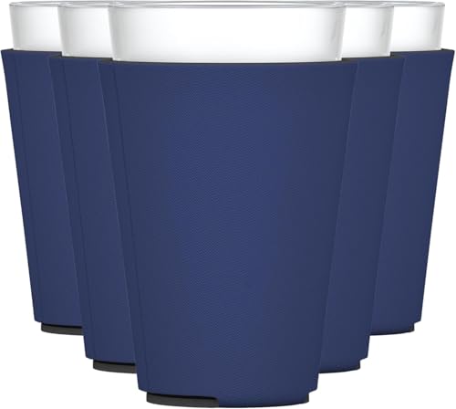Image of TahoeBay Blank Pint Glass Sleeves, Beer Coolers, 6-Pack, Navy | Insulating Foam Cooler, 16oz Collapsible Tapered Beverage Holder, Bar Cup Insulator for Transfer Vinyl, HTV, Sublimation, DTF