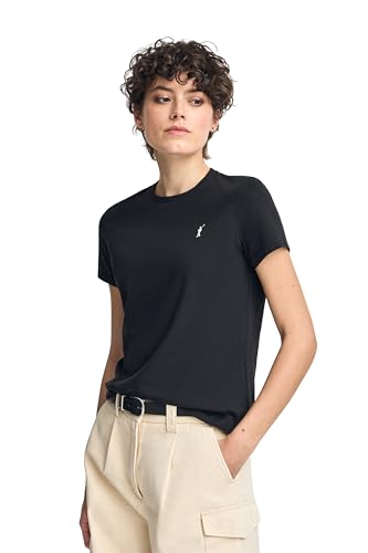 Polo Club Camiseta Mujer Cuello Redondo Manga Corta 100% Algodón   Logo Bordado