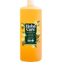 HobaCare Unrefined Organic Jojoba Oil for Skin Care, Hair, Beard, Scalp Massage - 100% Pure Carrier Oil for Perfume or Soap Making - Natural, Vegan, Cruelty-Free, Hexane-Free, Long Shelf Life 32 oz